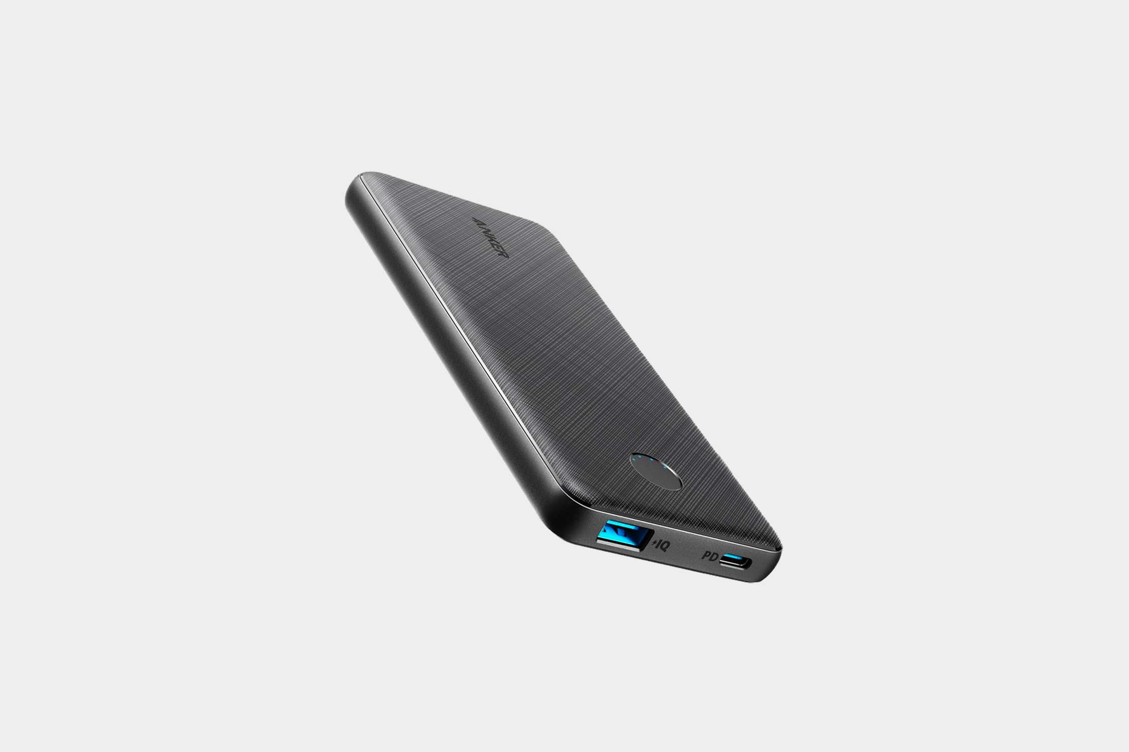 Anker PowerCore Slim 10000 PD portable charger in black with USB-C cable