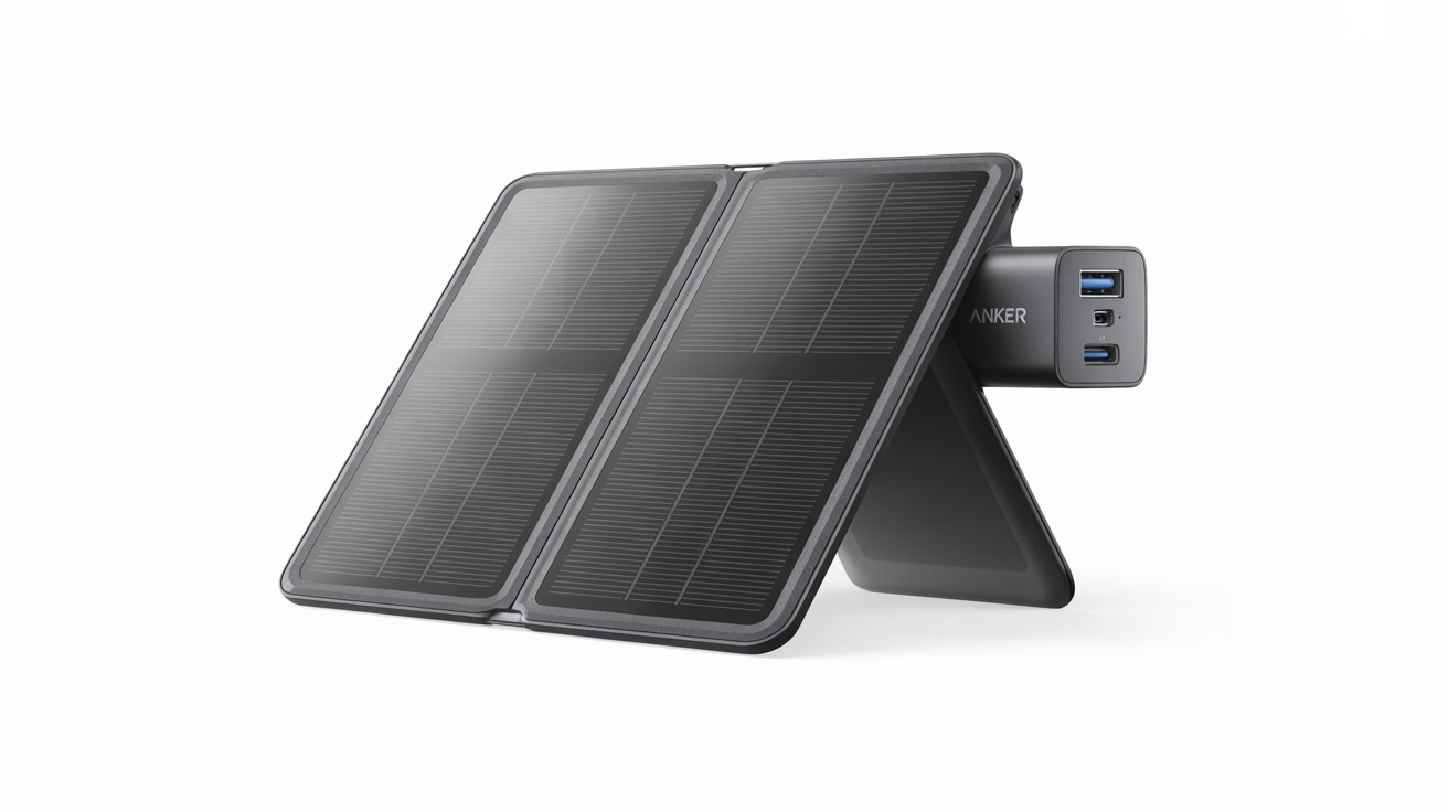 Anker Solix 30W foldable solar panel with USB-C and USB-A ports