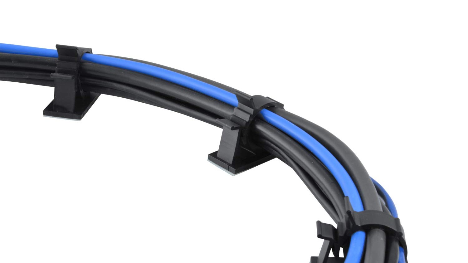 Adhesive cord organizer clips for cable management on desks and walls