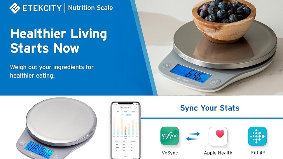 Etekcity digital kitchen scale with LCD display and tare function