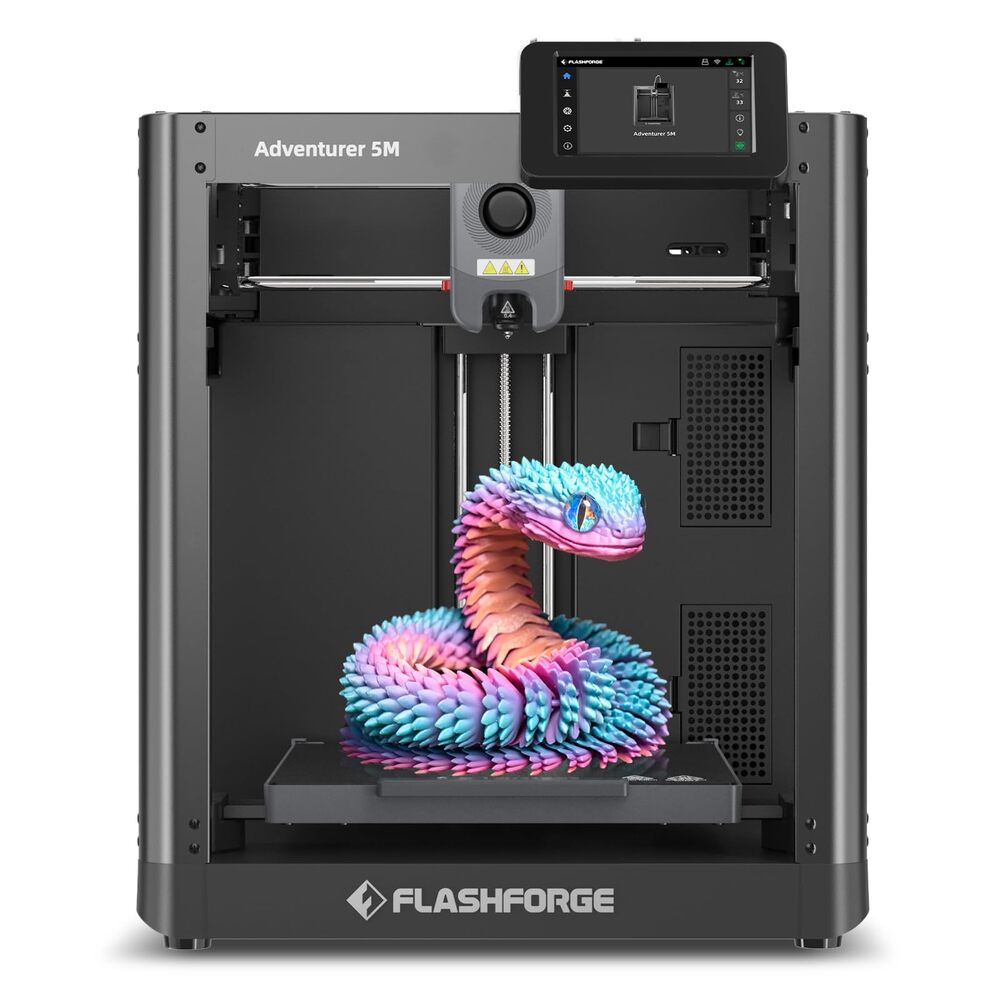 FLASHFORGE Adventurer 5M 3D printer with enclosed design and fast printing