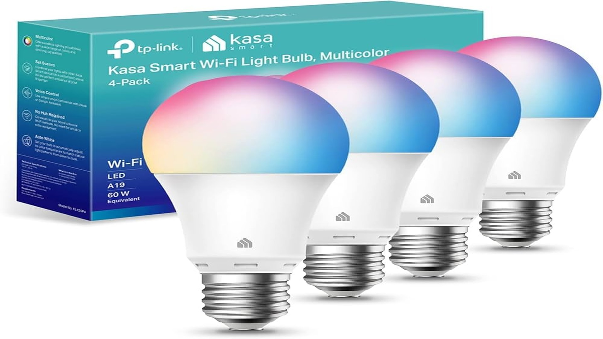 TP-Link Kasa Smart LED Light Bulbs 4-pack with color changing and energy efficiency