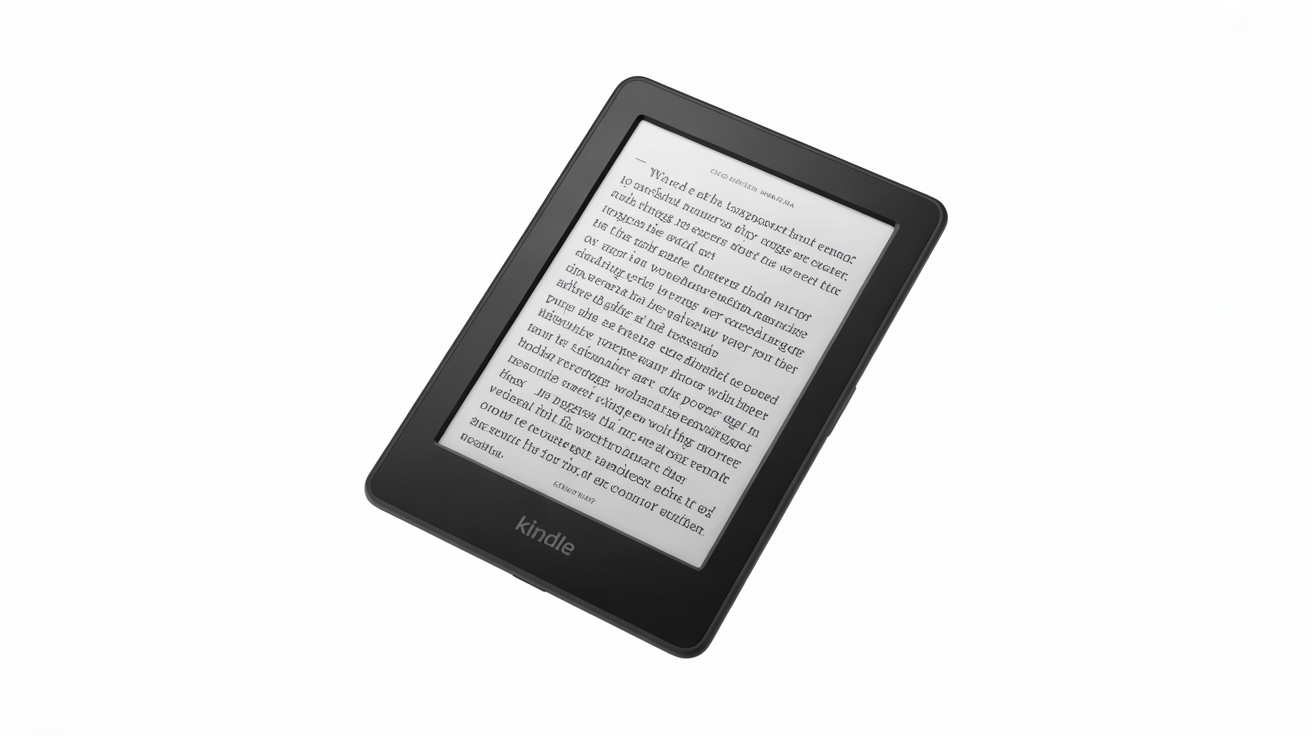 Amazon Kindle Paperwhite e-reader with display showing book text