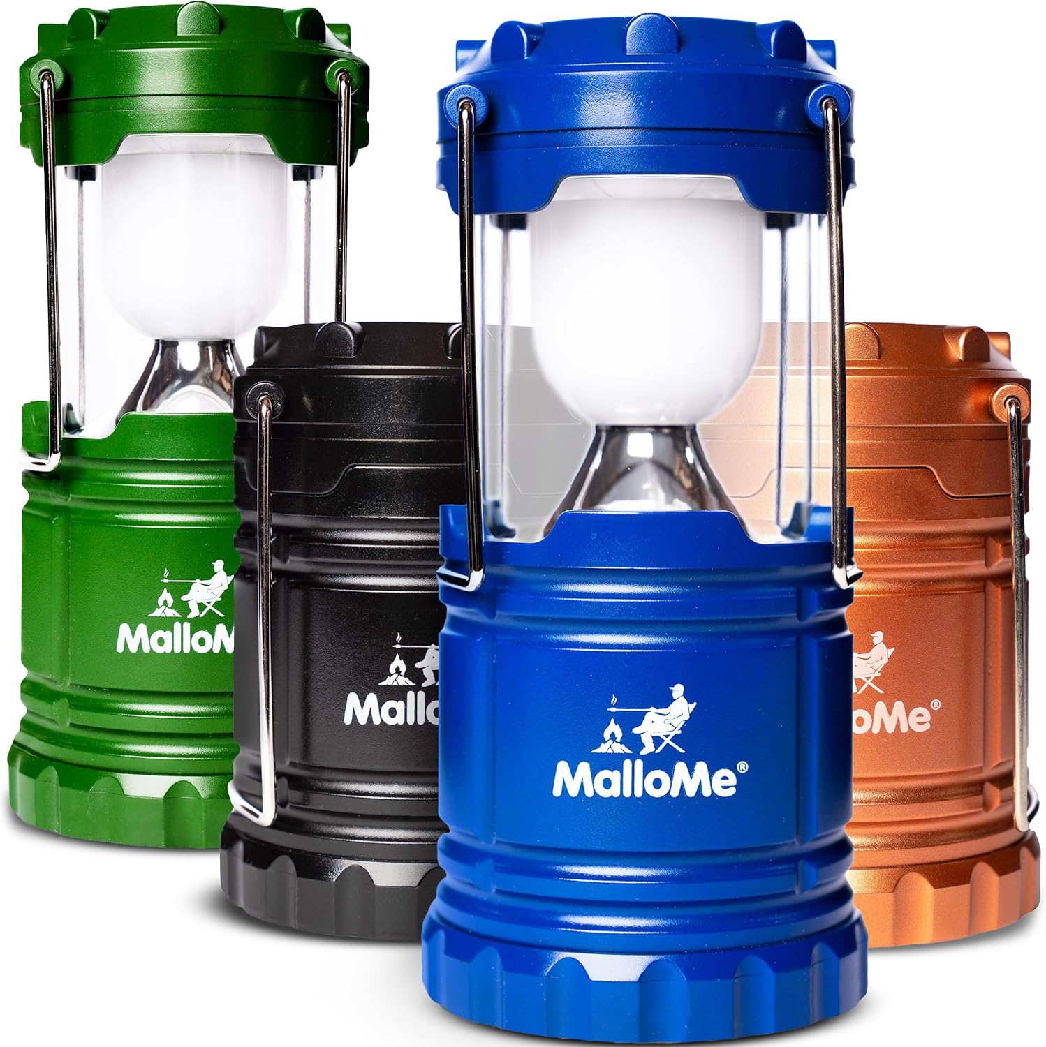 MalloMe LED Camping Lantern 4-pack in multiple colors with 360-degree illumination
