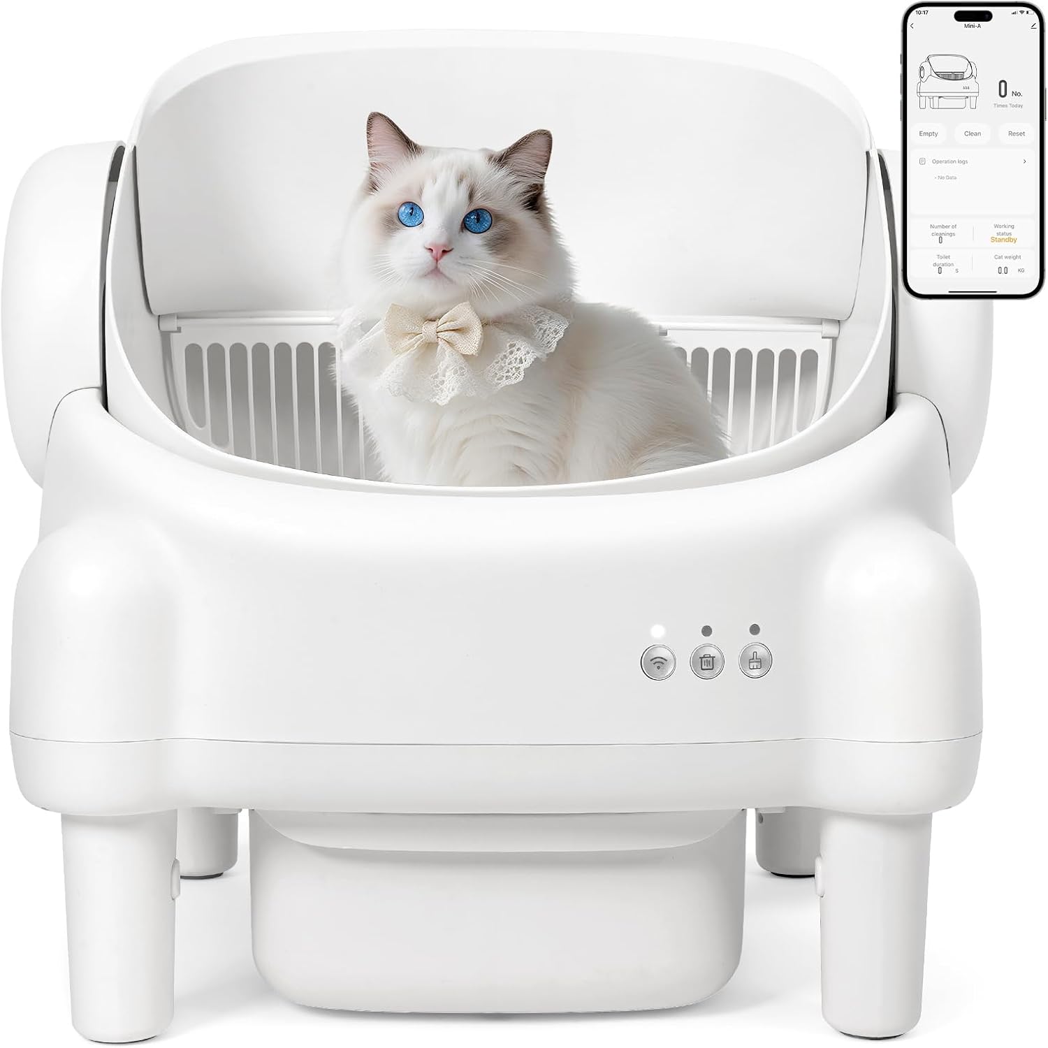 PARUUNTYS open top self-cleaning automatic litter box with smartphone app control