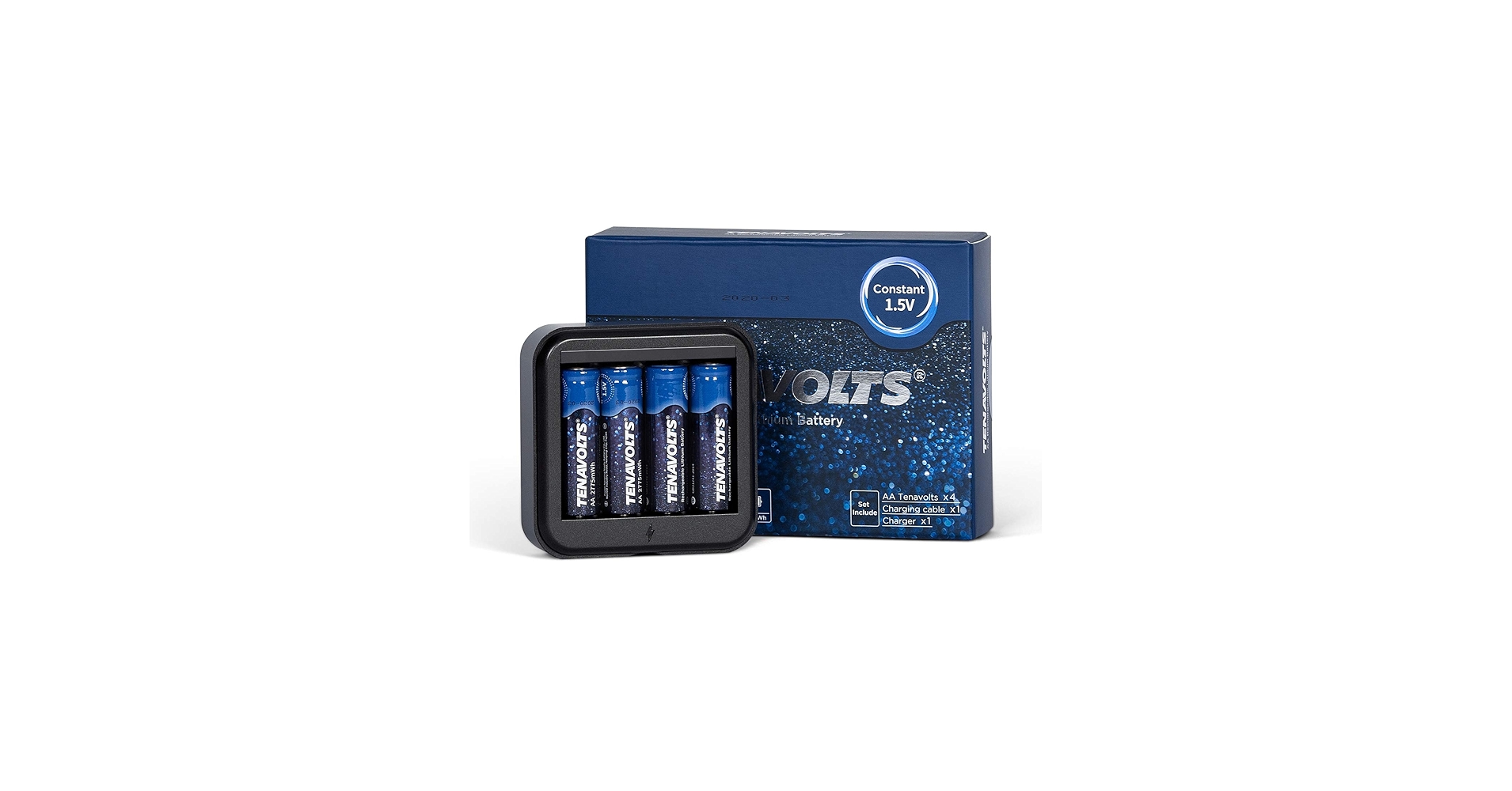 Tenavolts 1.5V Lithium AA rechargeable batteries with USB charger